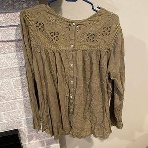 Abercrombie Green Peasant Top